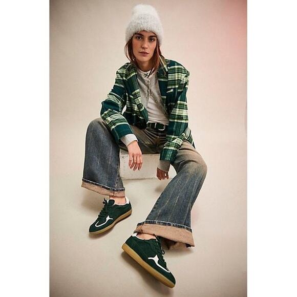 New FREE PEOPLE Reggie Blazer $178 X-LARGE Green OVERSIZED Relaxed LAYERING - Picture 5 of 6